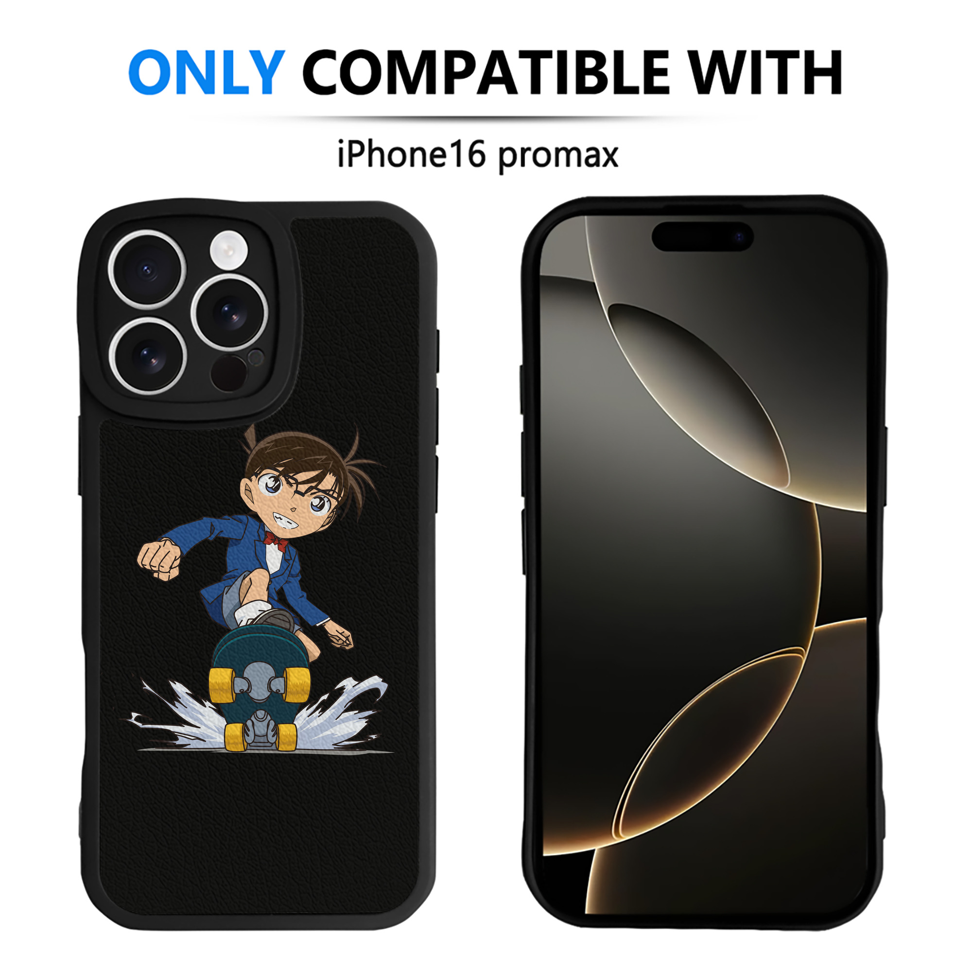（画像用） 名探偵コナン 江戸川 コナン Detective Conan Conan Edogawa 【iPhone 16シリーズ対応】シリコンスマホケース（レザー調） 材質：シリコン